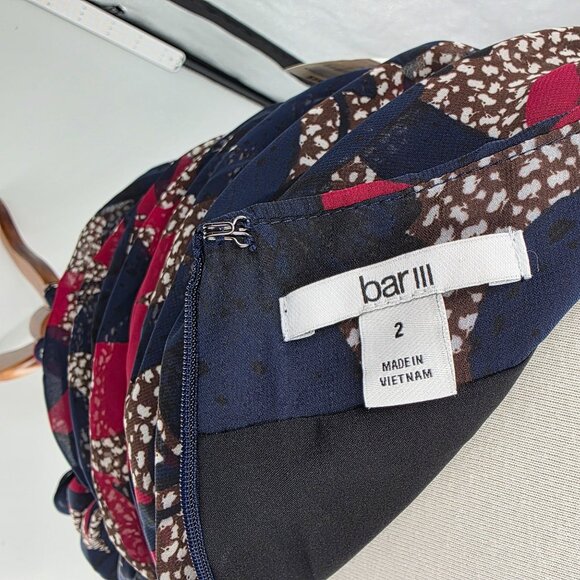 Bar III Womens Ruched Mini Skirt Size 2 Floral Print Polyester Blend - Picture 4 of 12